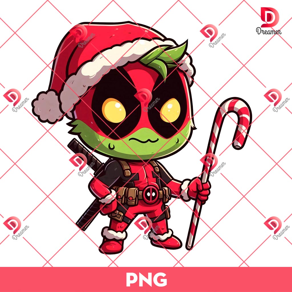 Baby Grinch Deadpool PNG, Superhero Grinchmas PNG, Merry Christmas PNG