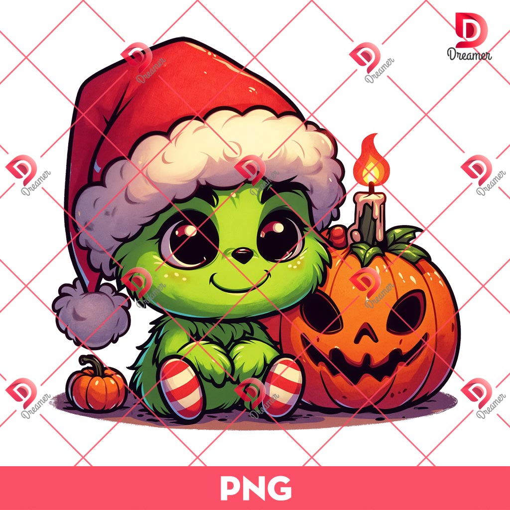 Baby Grinch Halloween PNG, Grinchmas Halloween PNG, Grinch Merry Halloween PNG