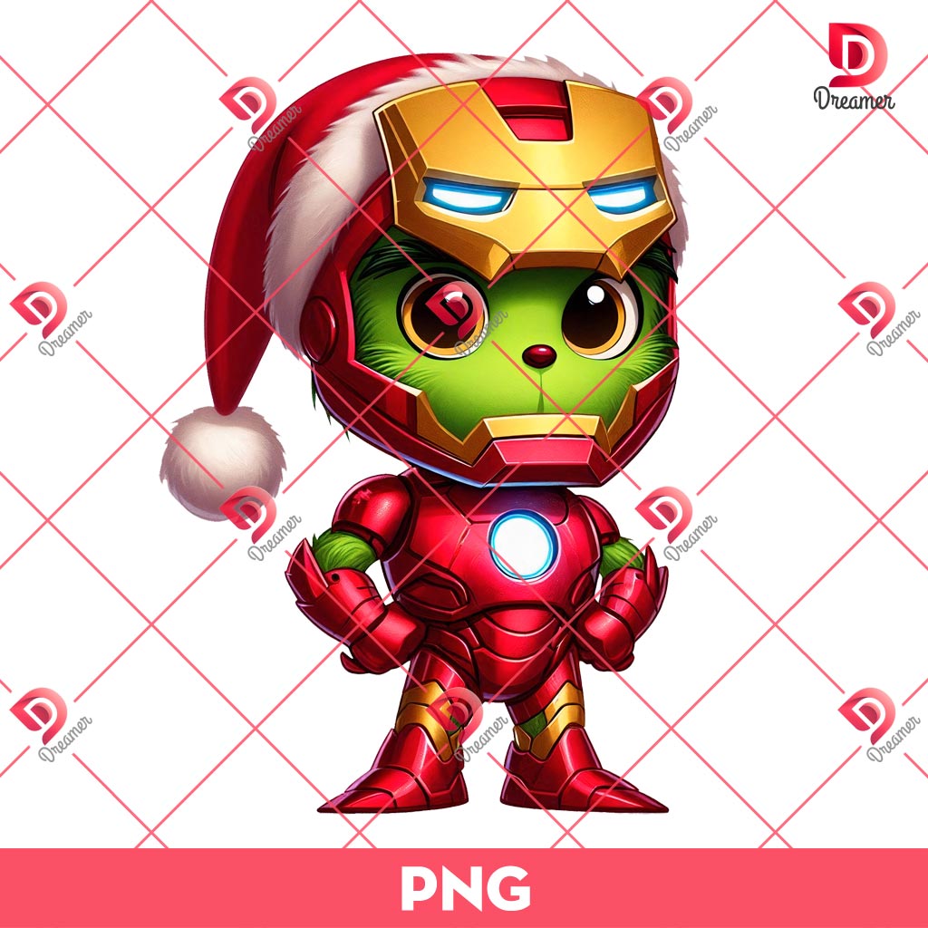 Baby Grinch Iron Man PNG, Merry Christmas Superhero PNG, Grinchmas PNG
