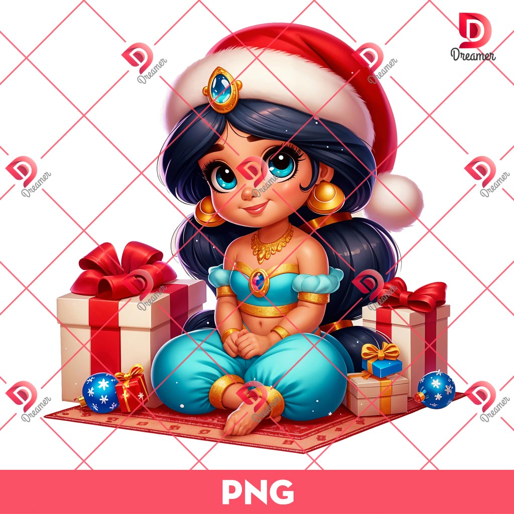 Baby Jasmine Merry Christmas PNG, Disney Princess Christmas PNG