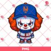 Baby Pennywise Baseball NY Mets Team PNG, Chibi Horror Killer Baseball PNG