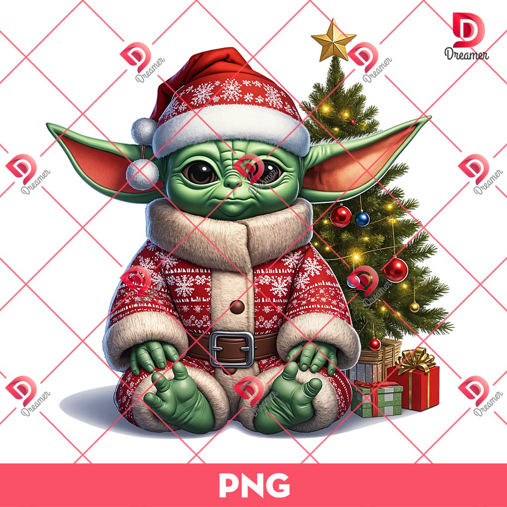 Baby Yoda Christmas PNG, Merry Christmas Star Wars Movie PNG