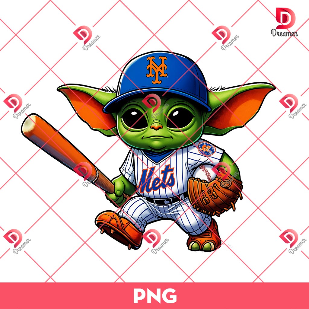 Baby Yoda New York Mets Player PNG, Star Wars Movie Baseball Player PNG