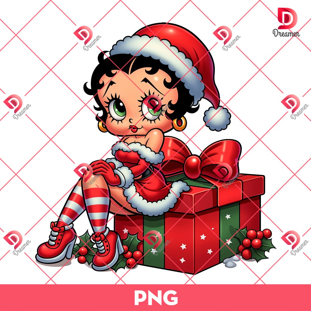 Betty Boop Christmas PNG, Merry Christmas Cartoon Cute Betty Boop PNG