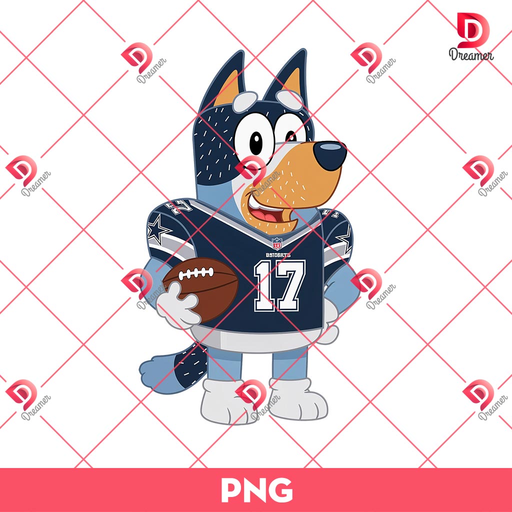 Bluey Dallas Cowboys PNG, Bluey NFL Football PNG, Cowboys Football Cartoon Bluey PNG