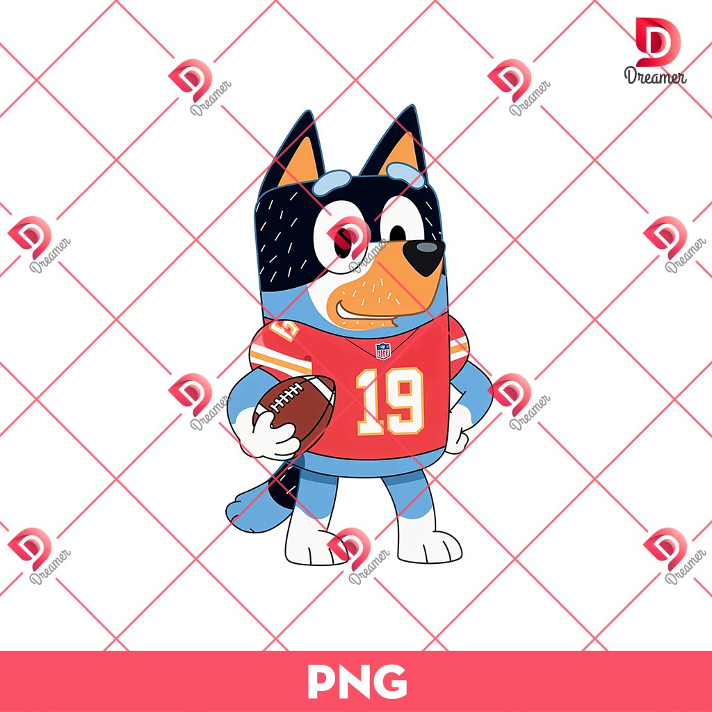 Bluey Kansas City Chiefs Player PNG, Bluey NFL Football PNG