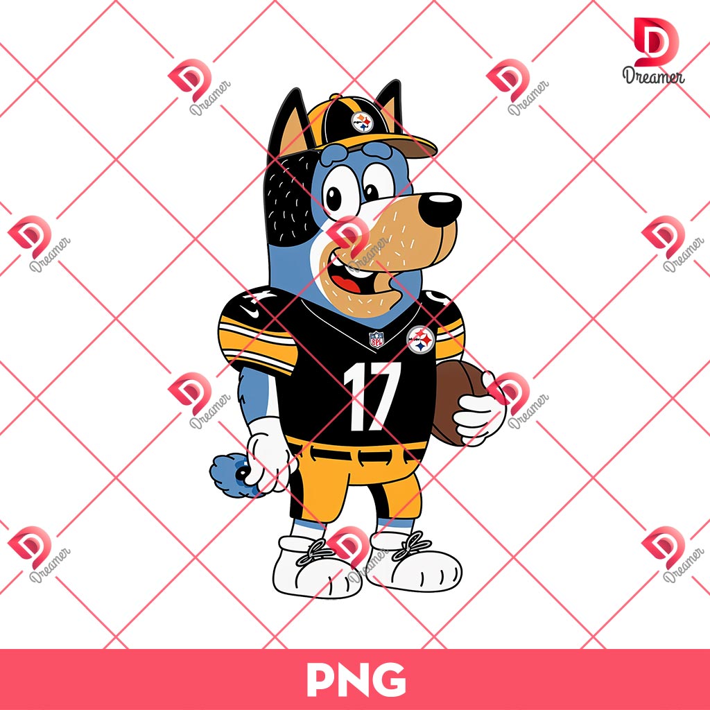 Bluey Pittsburgh Steelers Player PNG, Bluey Football PNG, Cartoon NFL Steelers PNG