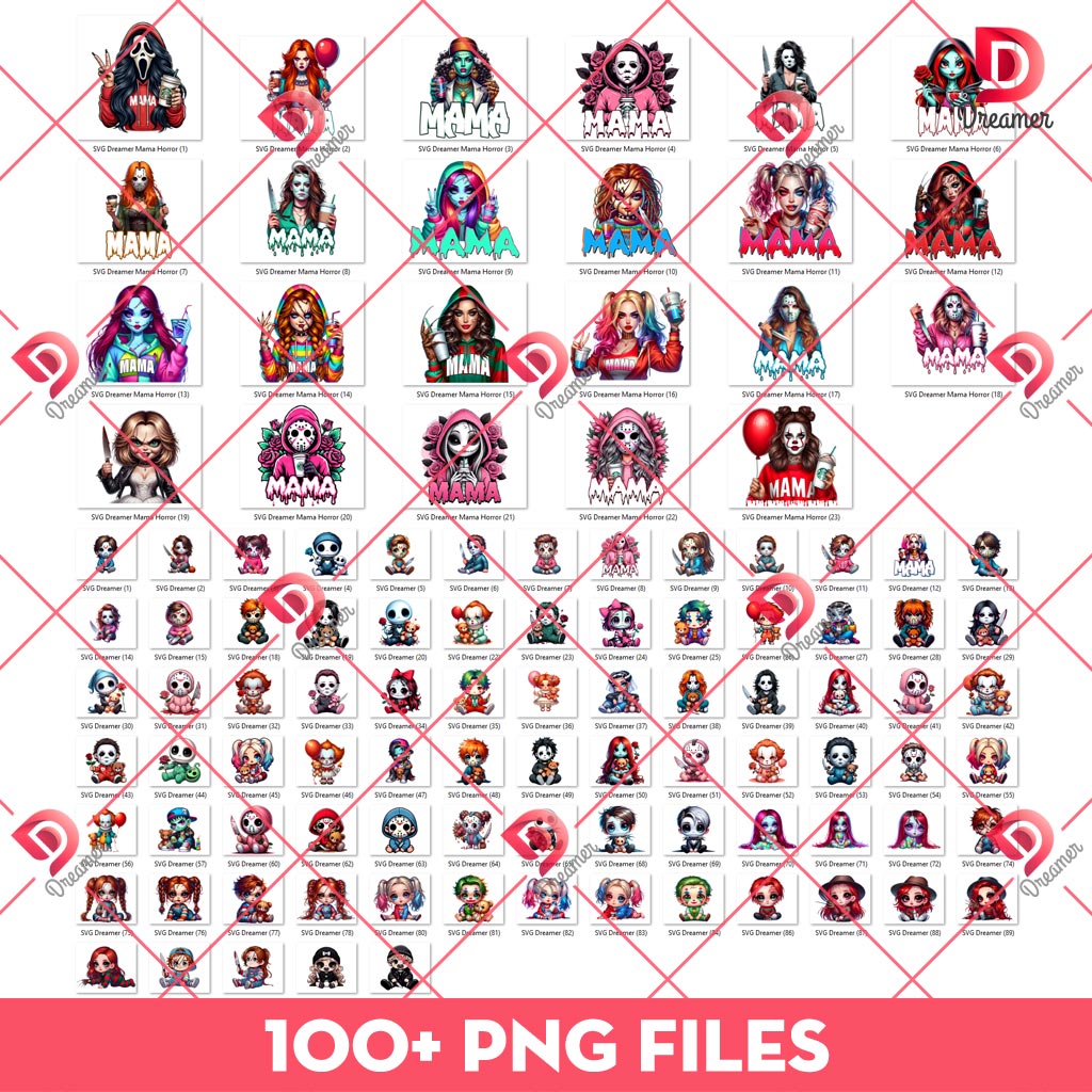 Bundle Mama Horror Characters PNG, Horror Mama PNG Bundle, Halloween Mama Bundle