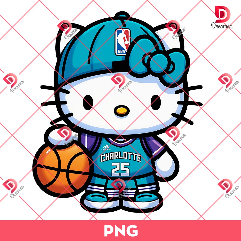 Charlotte Hornets Hello Kitty Player PNG, Hello Kitty NBA Basketball PNG