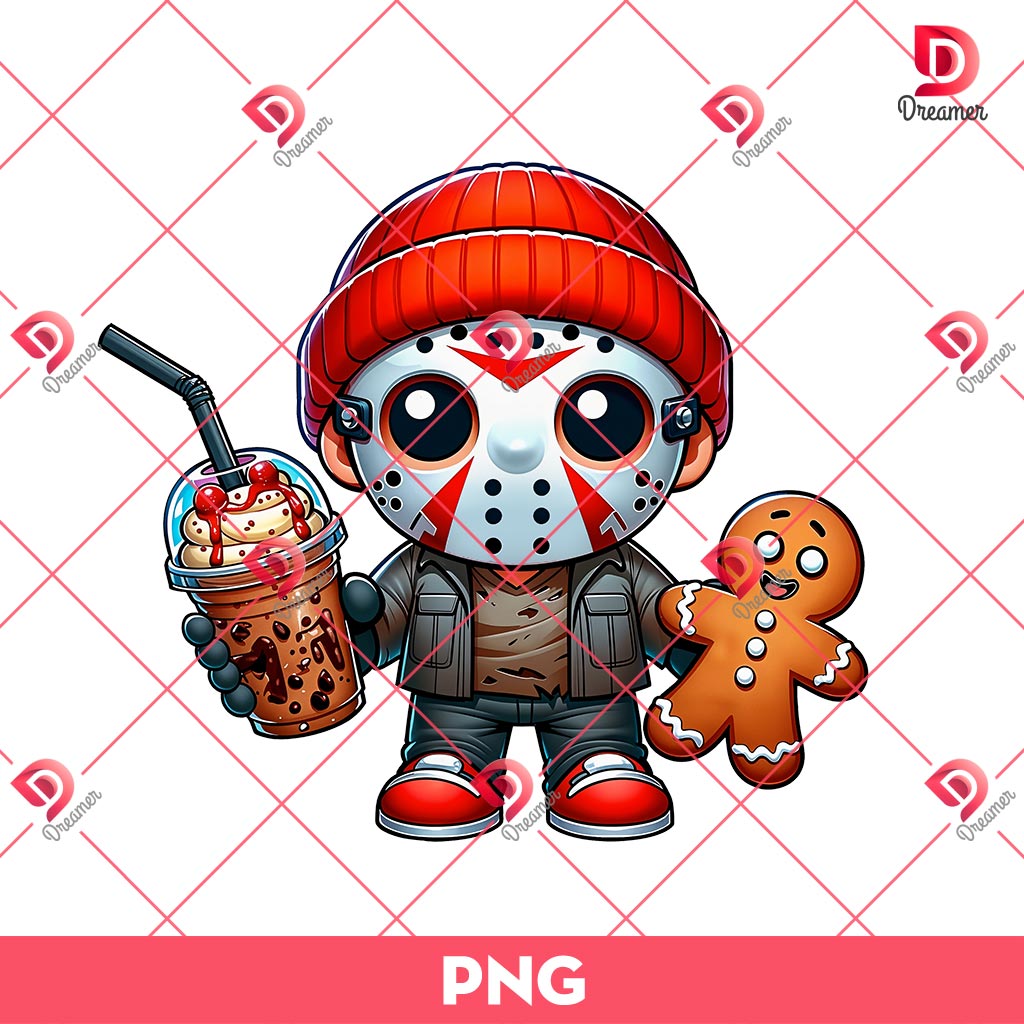 Chibi Horror Jason Voorhees Christmas PNG, Horror Killer Merry Christmas PNG