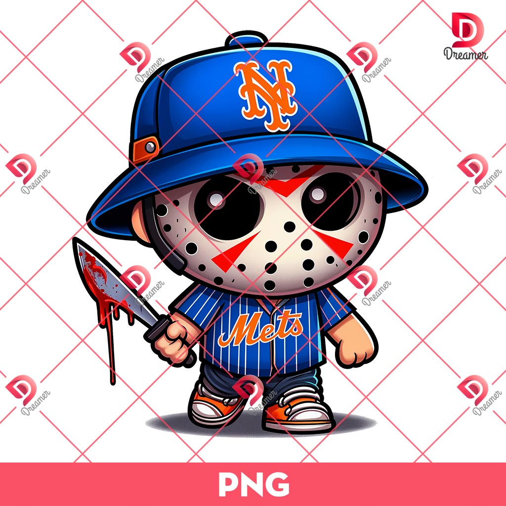 Chibi Jason Voorhees NY Mets PNG, Cute Horror Killer Baseball PNG