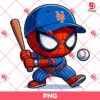 Chibi Spiderman New York Mets PNG, Cute Superhero Baseball PNG