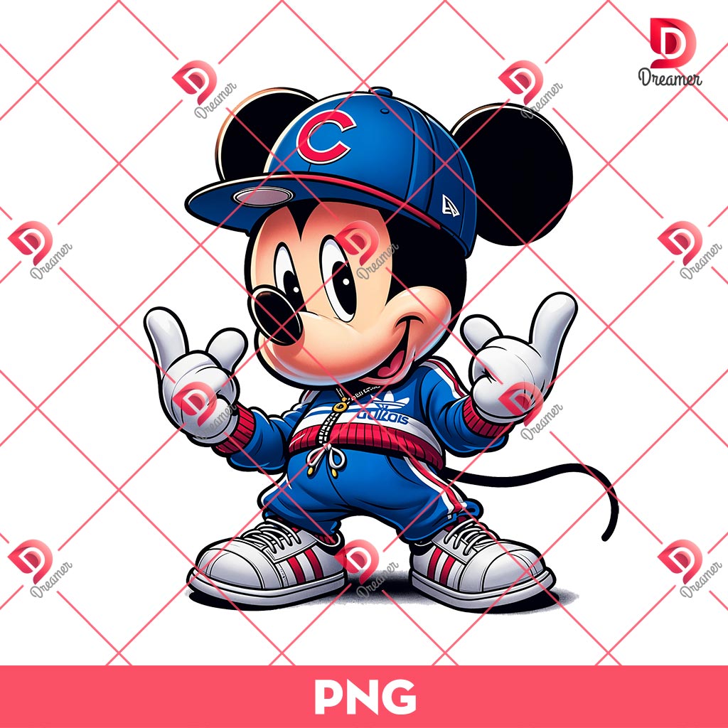 Chicago Cubs Mickey Mouse PNG, Disney Baseball Fan PNG