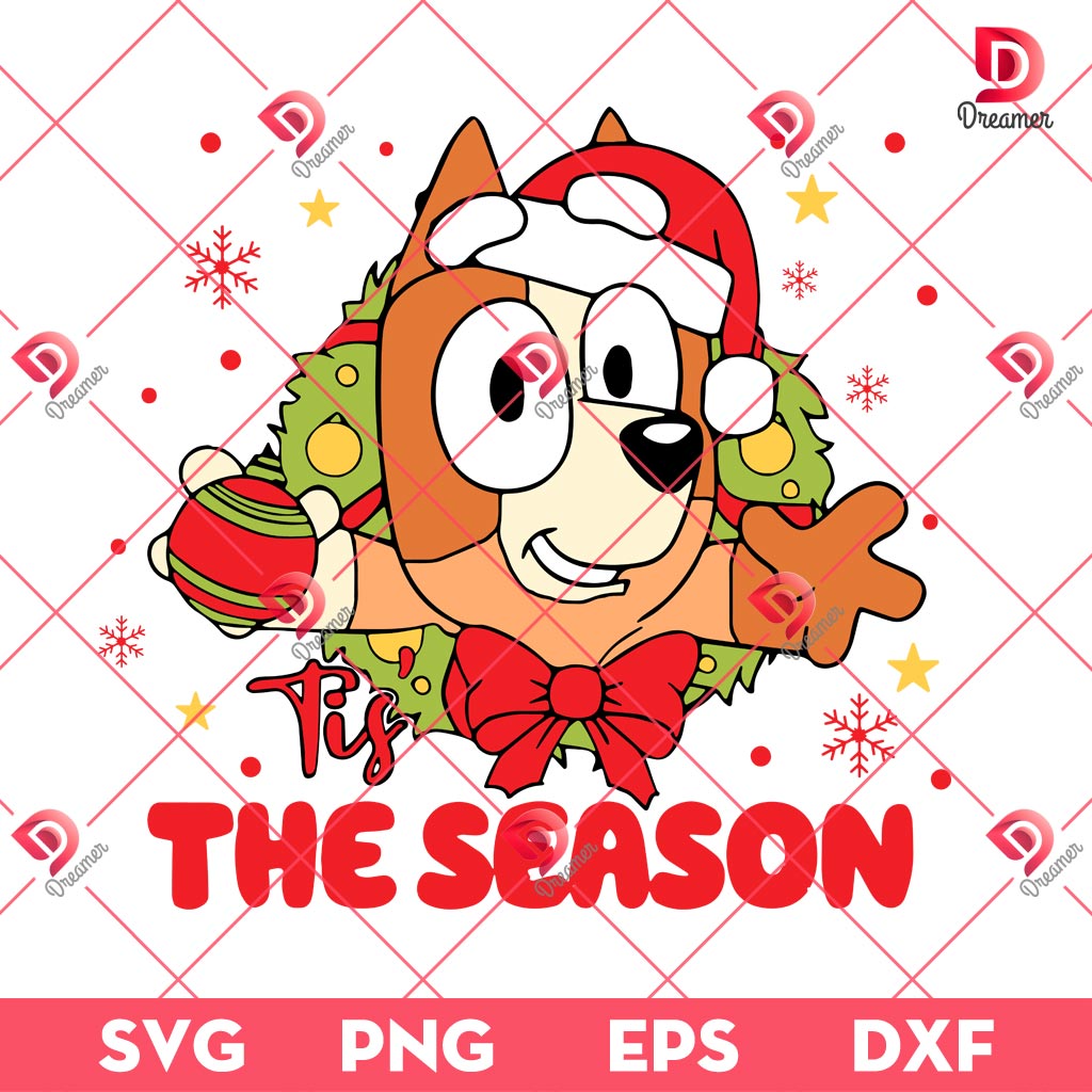 Christmas Bingo Tis The Season SVG PNG, Bingo Santa Claus SVG PNG, Bluey Merry Christmas SVG PNG