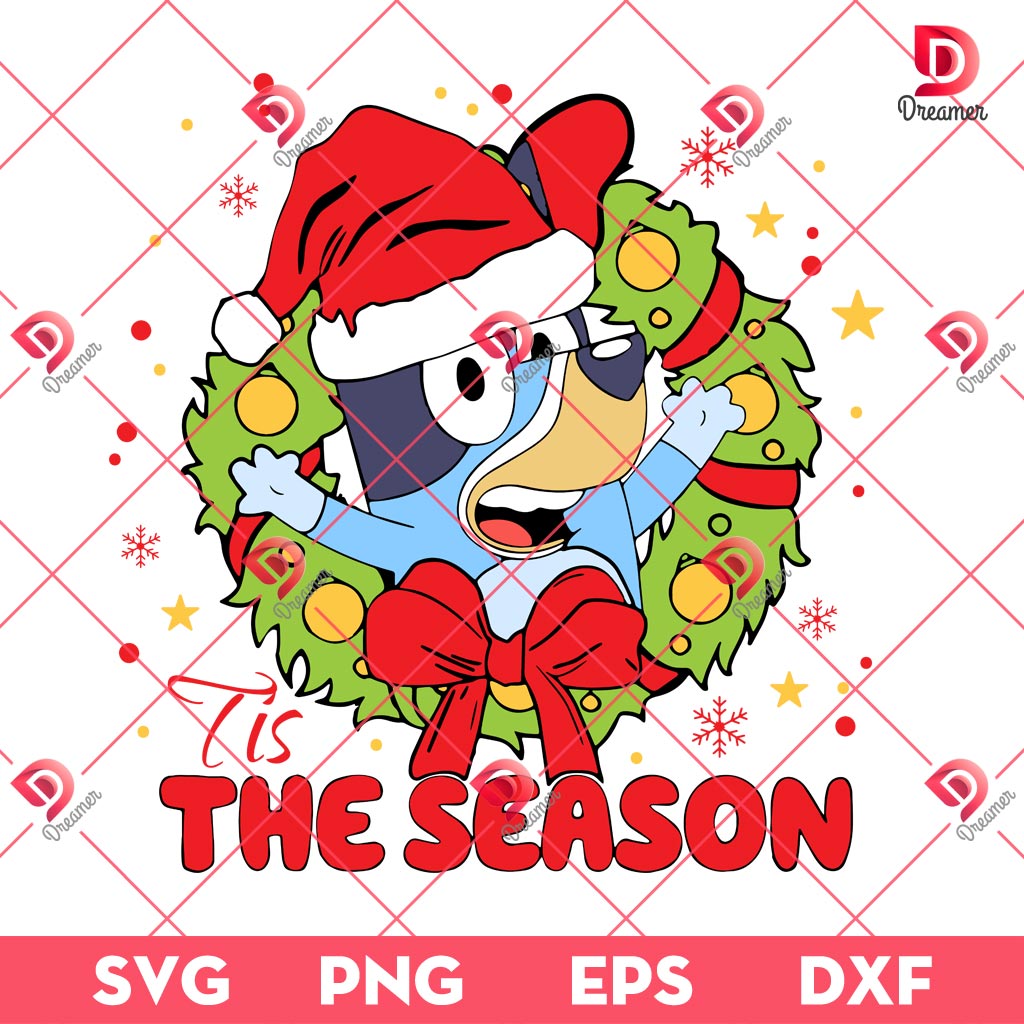 Christmas Bluey Tis The Season SVG PNG, Bluey Santa Claus SVG PNG, Bluey Merry Christmas SVG PNG