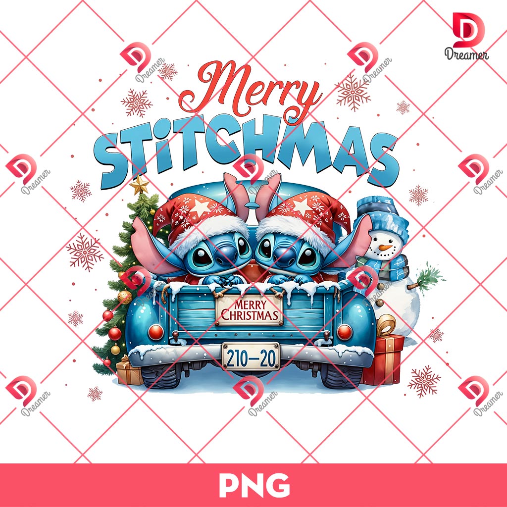 Christmas Cartoon Truck PNG, Christmas Movies PNG, Merry Christmas Stitch PNG