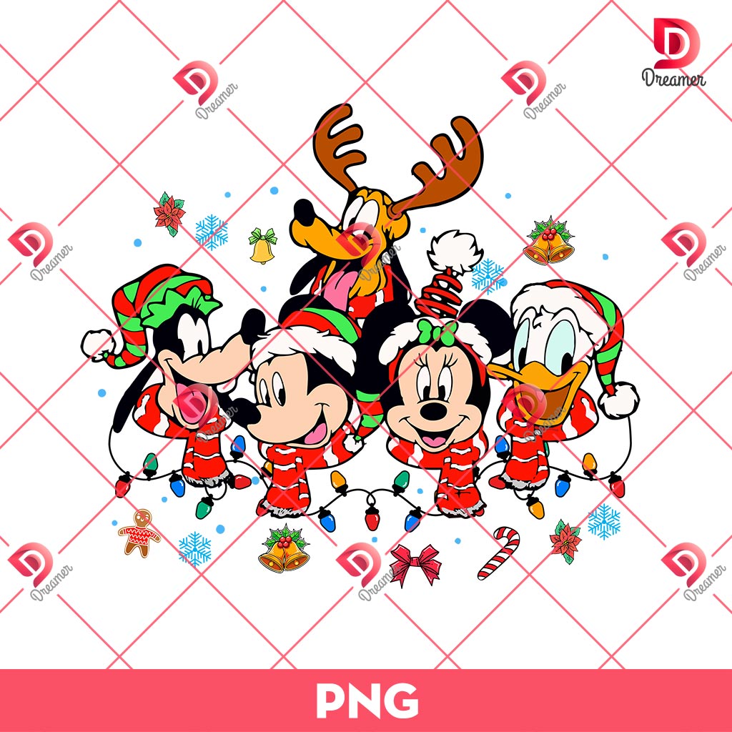Christmas Disney Friends PNG, Merry Christmas Disney Characters 2024 PNG