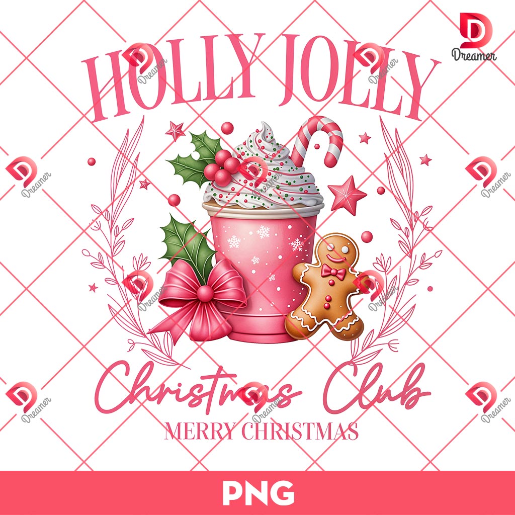 Christmas Gingerbread PNG, Pink Chrismtas Coffee PNG, Christmas Coffee PNG