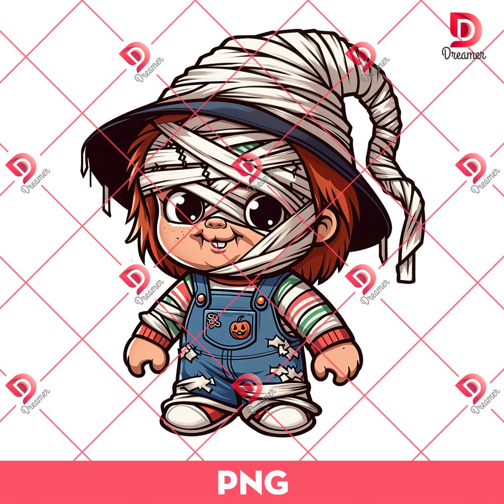 Chucky Mummy Halloween PNG, Horror Chucky Doll PNG, Mummy Doll Scary Halloween PNG