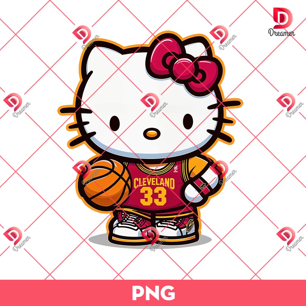 Cleveland Cavaliers Hello Kitty Player PNG, Hello Kitty Basketball PNG, Hello Kitty NBA Team Sport PNG