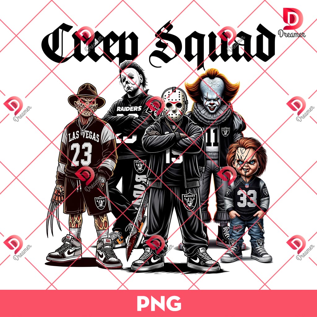Creep Squad Horror Killers Las Vegas Raiders PNG, Horror Killers NFL Football PNG