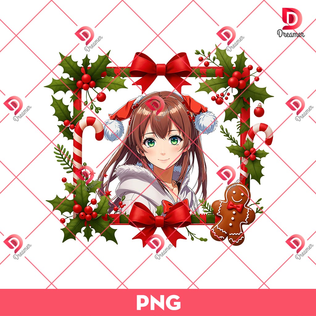 Cute Anime Girl Christmas PNG, Christmas Clipart PNG