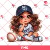 Cute Cartoon Girl Padres Baseball PNG, San Diego Padres MLB Fan Girl PNG