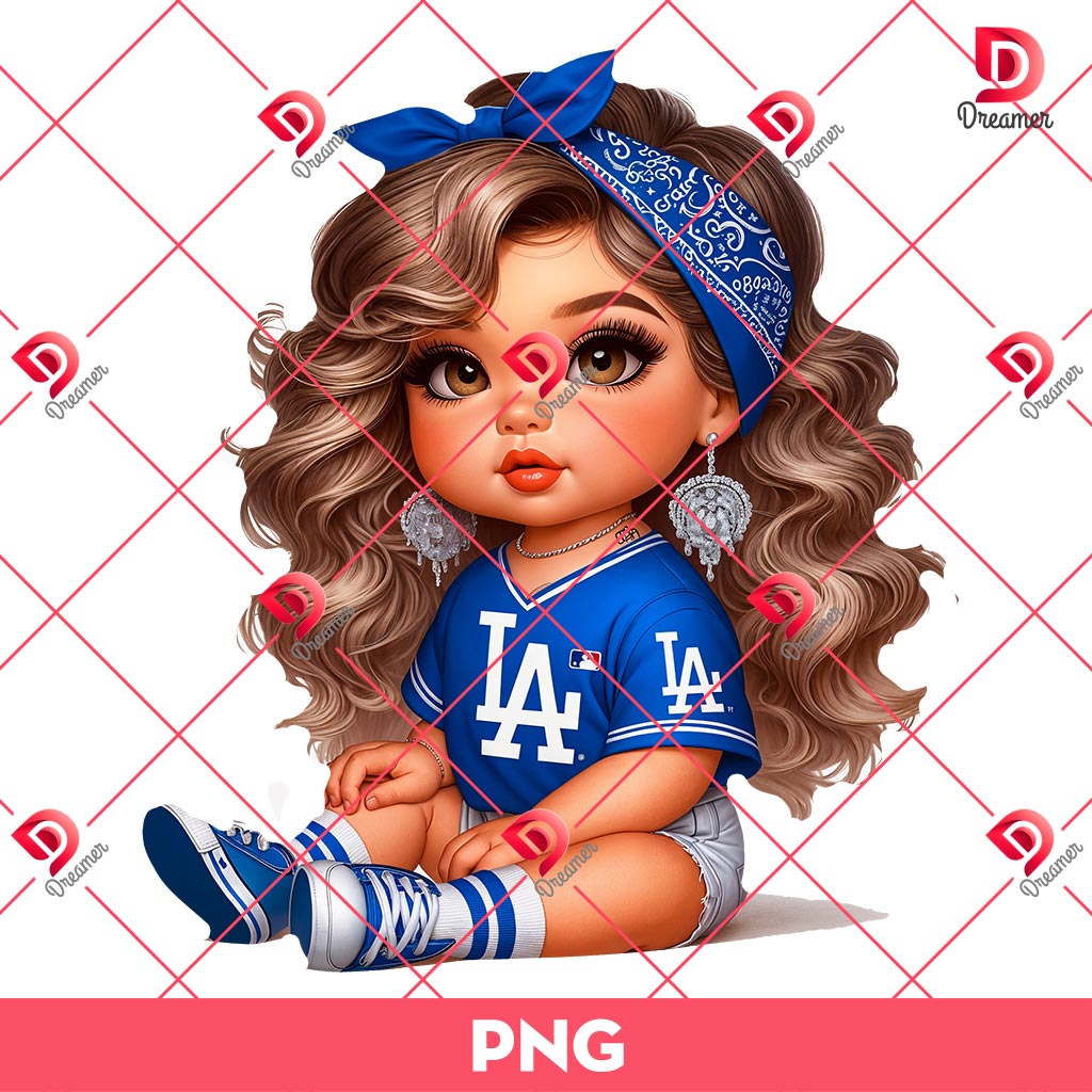 Cute Girl Los Angeles Dodgers Baseball PNG, Baby Girl Chicana Dodgers PNG