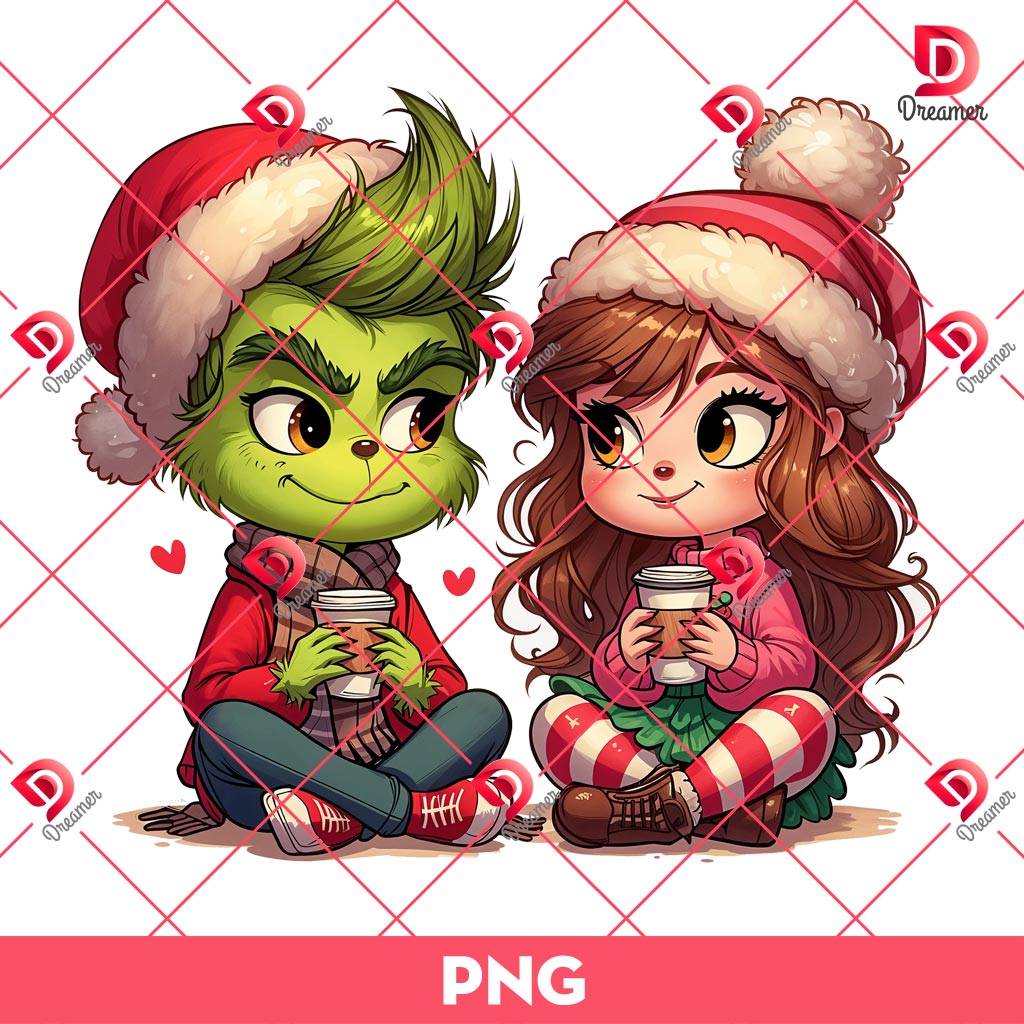 Cute Grinch Just Waiting For Christmas PNG, Grinchmas PNG, Couple Grinch Merry Christmas PNG