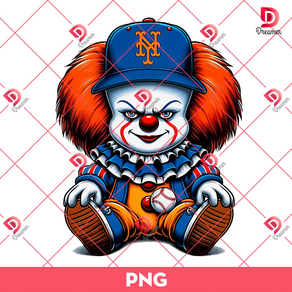 Cute Pennywise Baseball PNG, Cute Pennywise New York Mets PNG