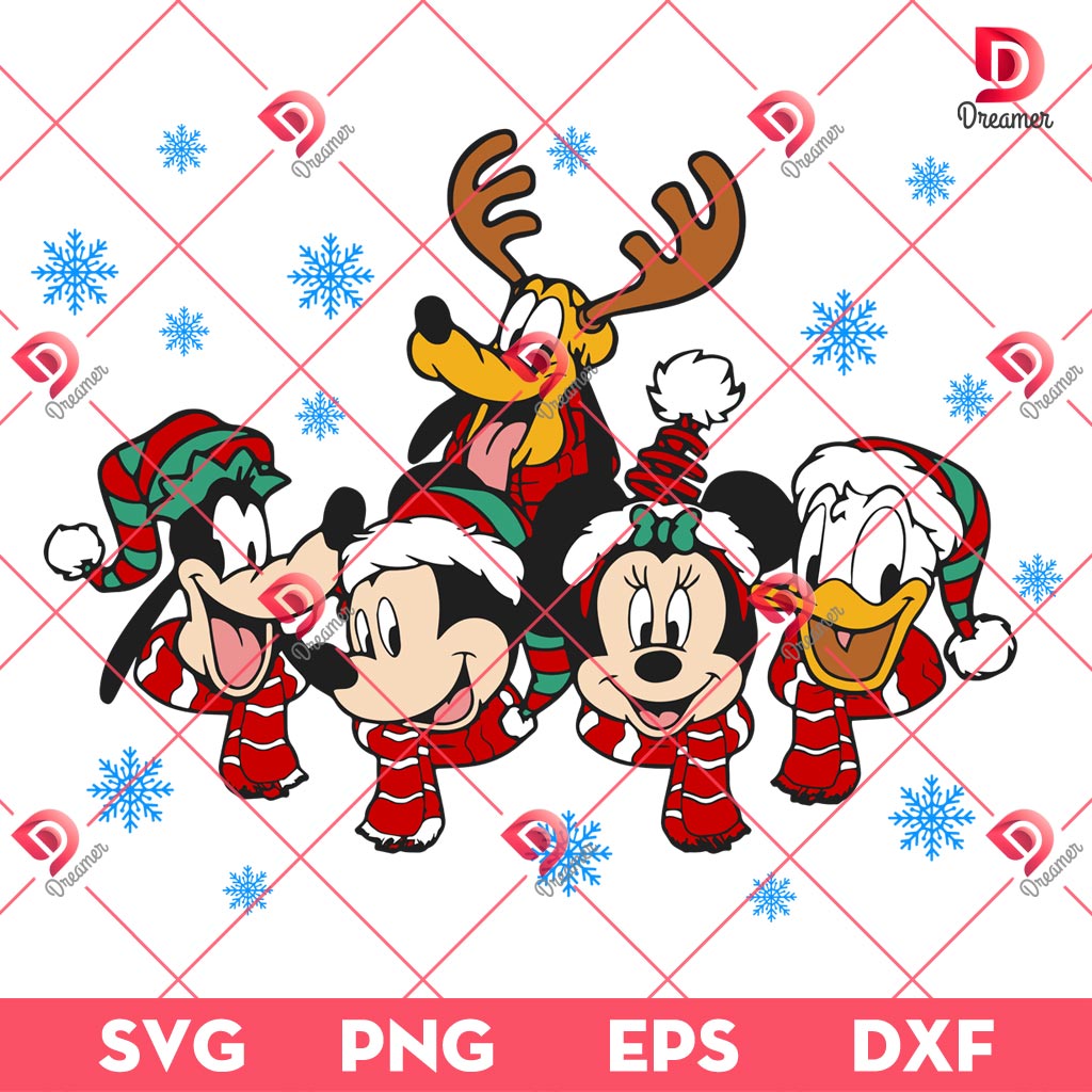 Disney Christmas Mickey Mouse And Friends SVG PNG, Disney Friends Merry Christmas 2024 SVG PNG