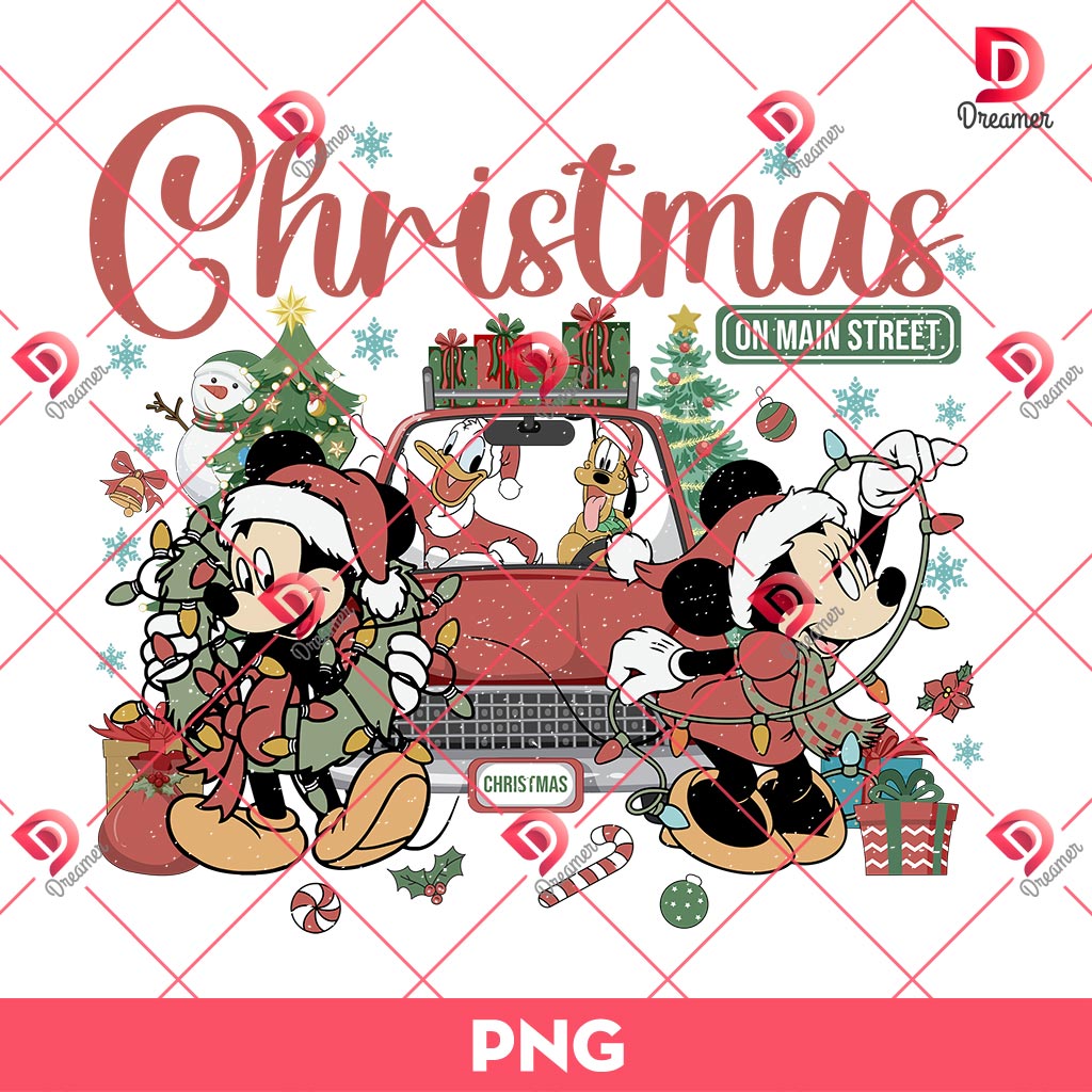 Disney Christmas On Main Street PNG, Mickey Friends Merry Christmas PNG