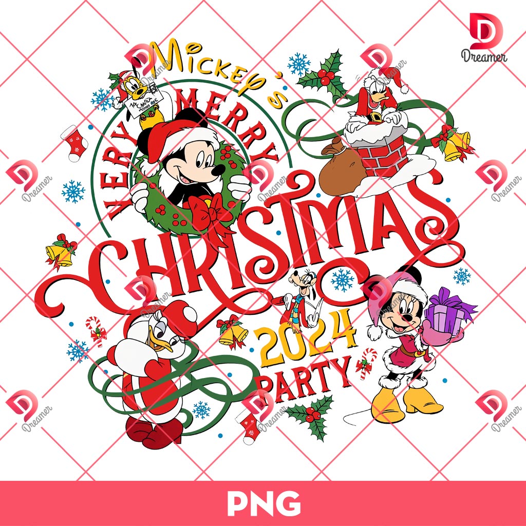 Disney Christmas Party 2024 PNG, Disney Mickey Friends Christmas PNG
