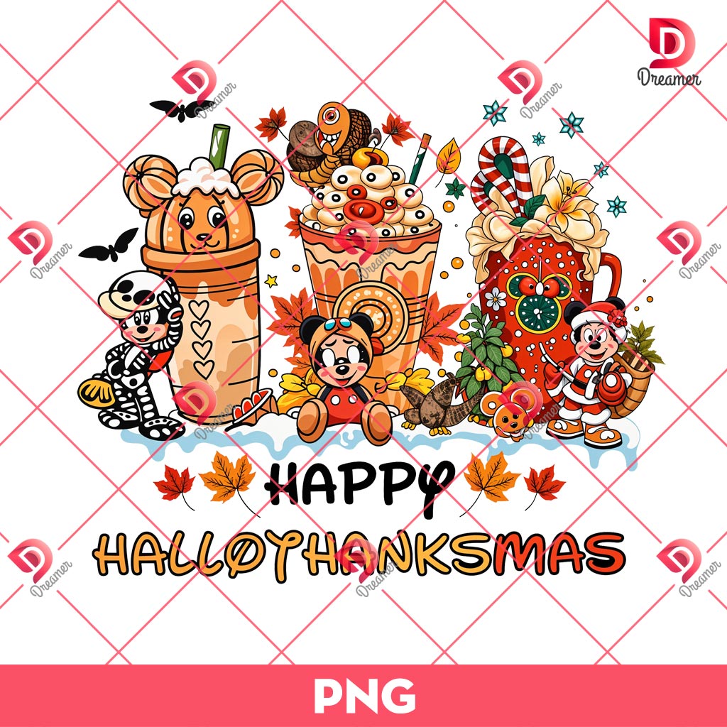 Disney Happy Hallothanksmas PNG, Disney Mickey Mouse Holiday PNG