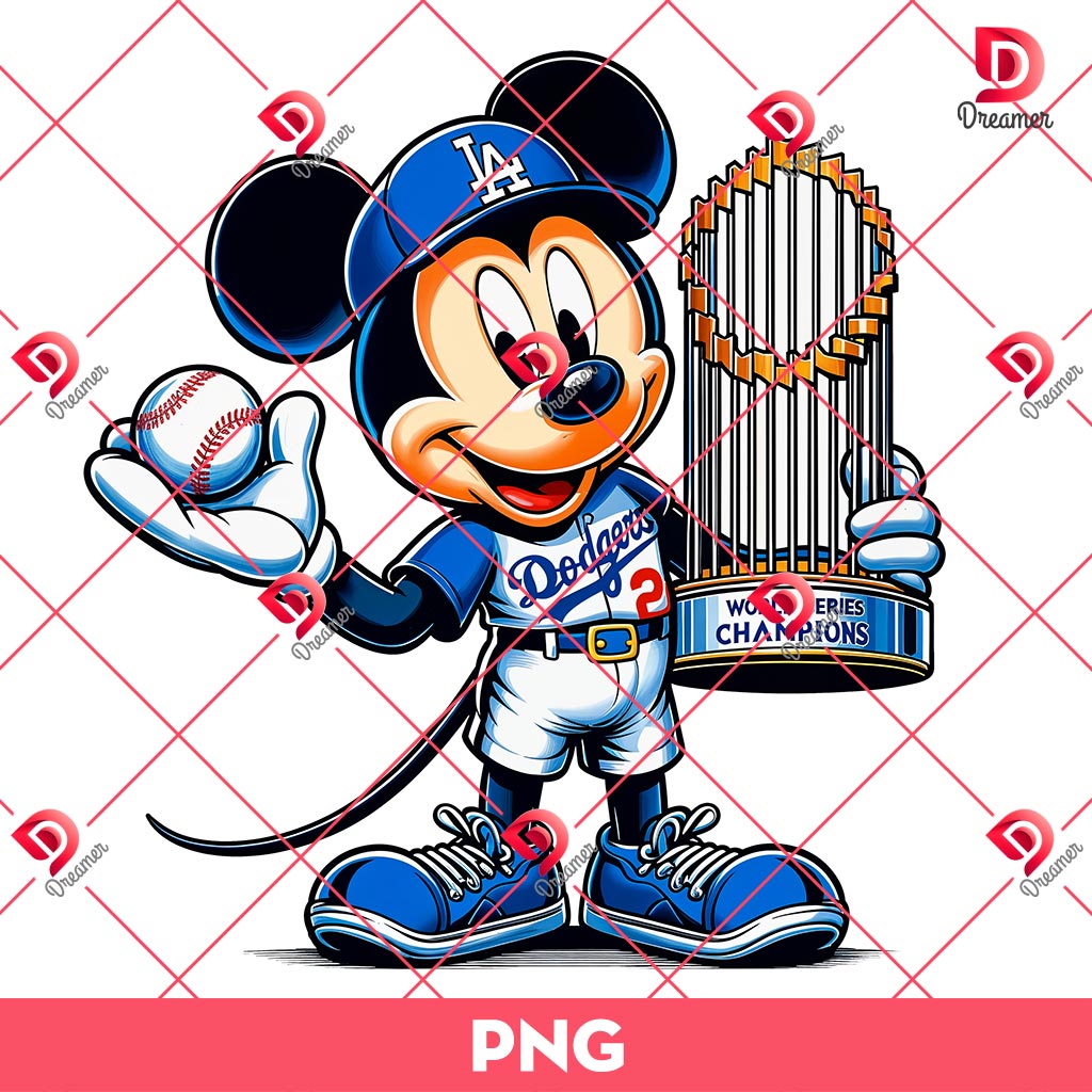 Disney Mickey Mouse Los Angeles Dodgers PNG, LA Dodgers World Series Champions 2024 PNG