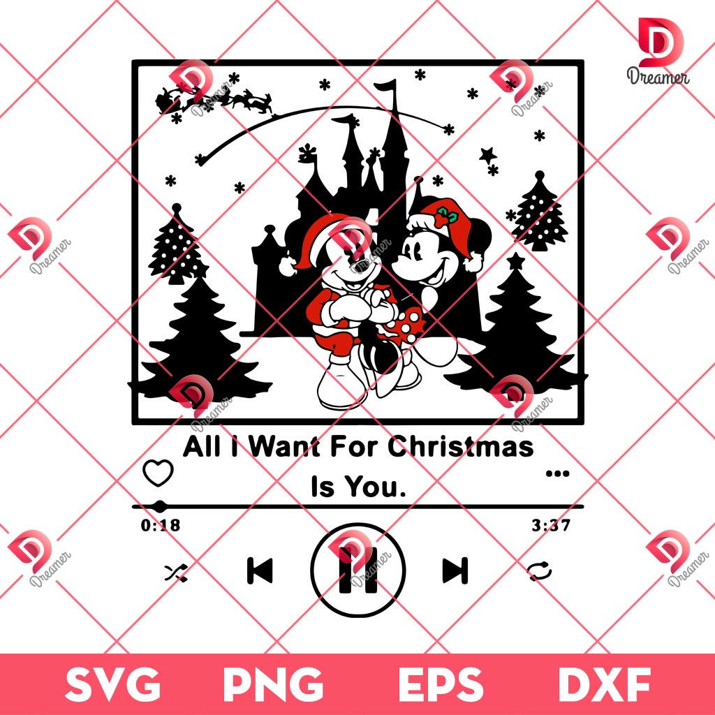 Disney Mouse Christmas Song SVG PNG, All I Want For Christmas Is You SVG PNG