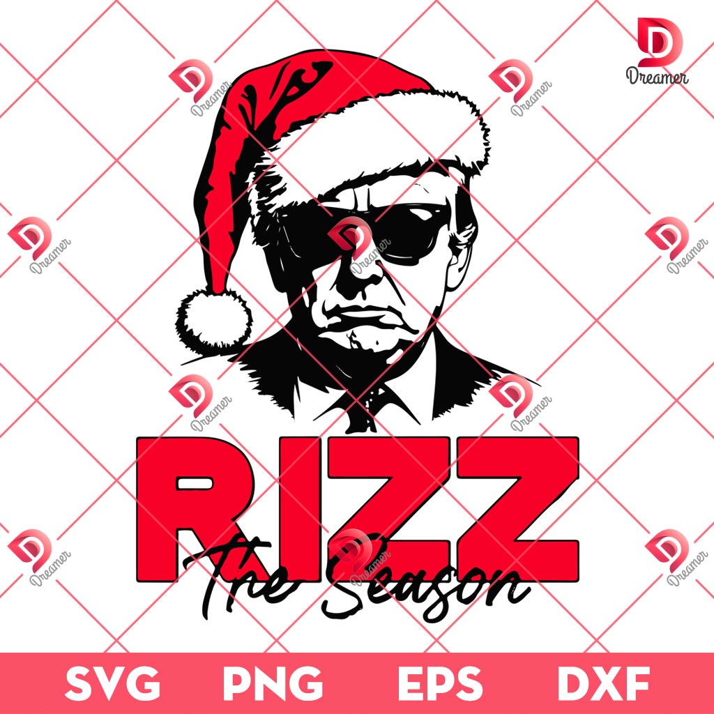 Donald Trump Rizz The Season Christmas SVG PNG, Christmas Trump Santa Claus Hat PNG SVG