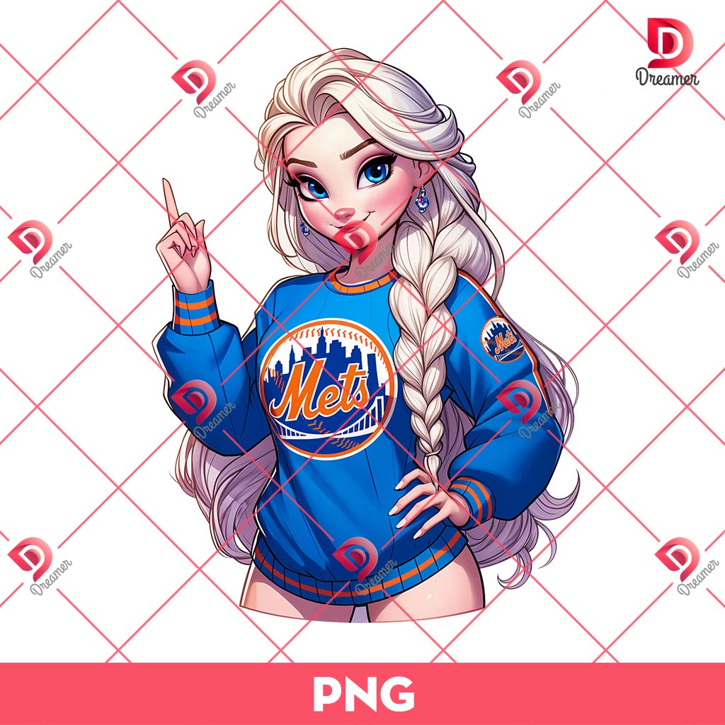 Elsa New York Mets PNG, Disney Princess MLB Baseball PNG