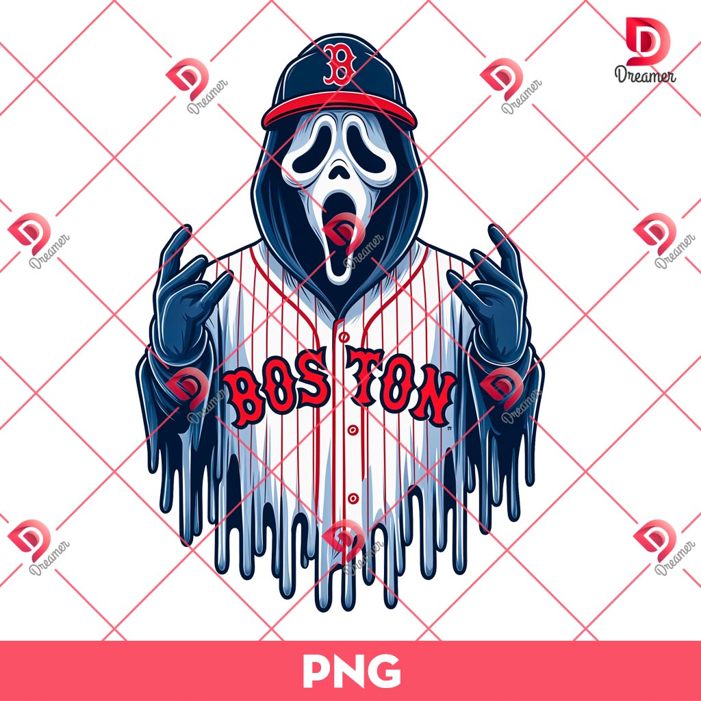Ghostface Boston Red Sox PNG, Horror Character Baseball PNG, Ghostface MLB PNG