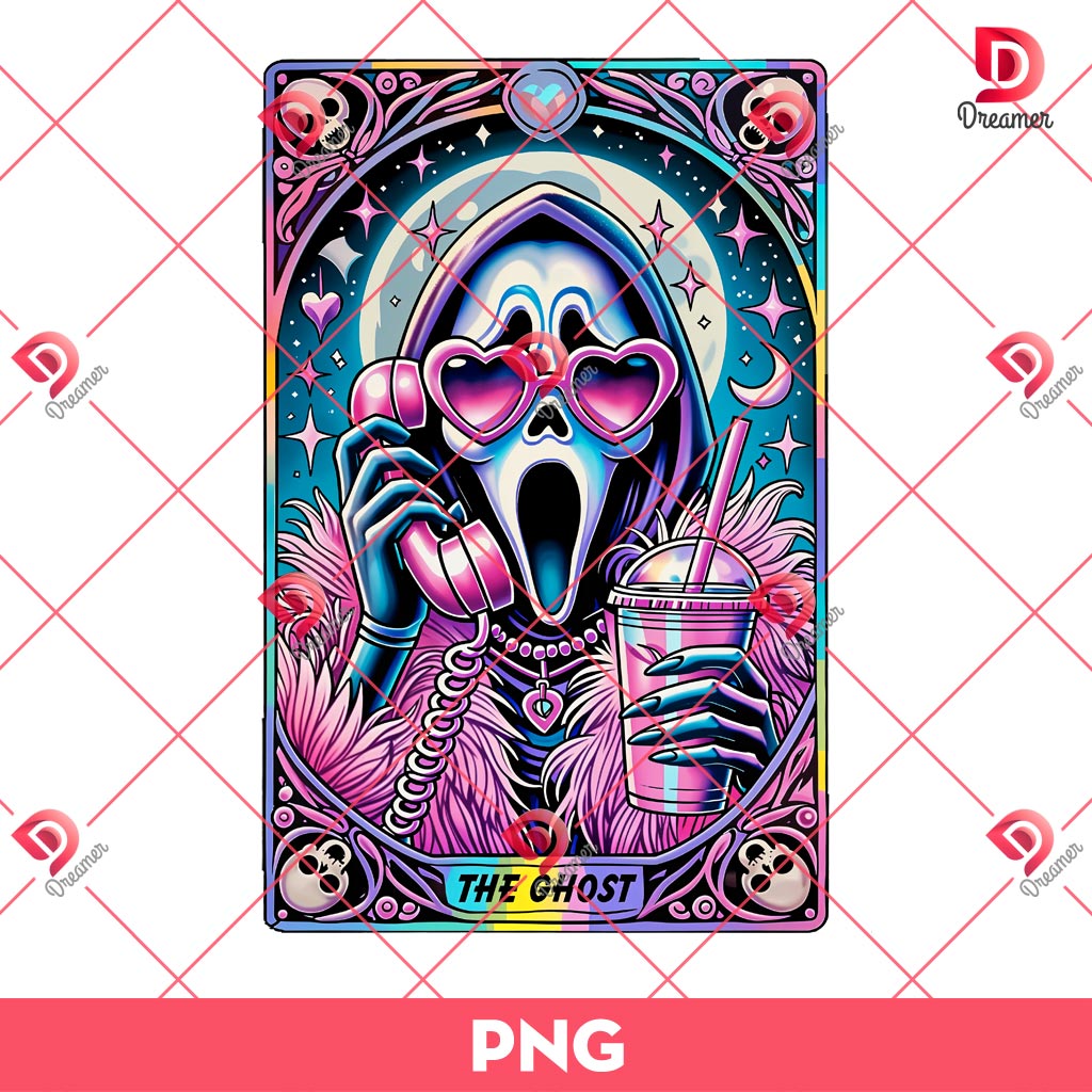 Ghostface Scream Tarot Card PNG, The Ghost Hallowen PNG