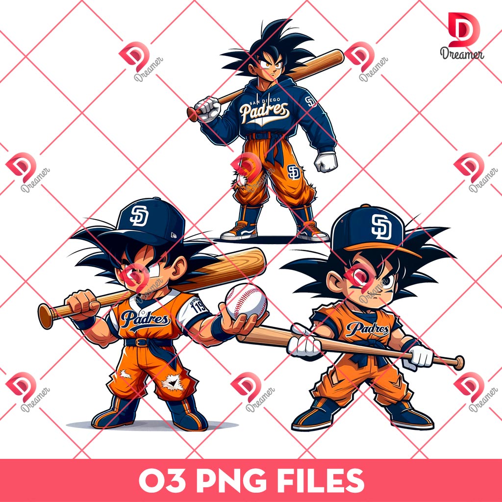 Goku San Diego Padres Player PNG, Goku MLB Baseball SD Padres Team PNG