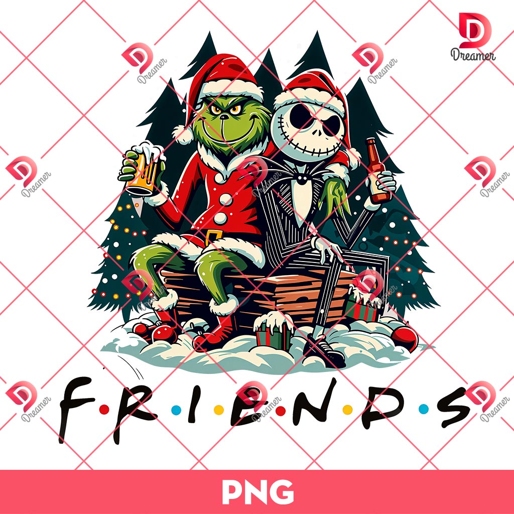 Grinch And Jack Skellington PNG, Horror Friends Christmas PNG, Nightmare Before Christmas PNG