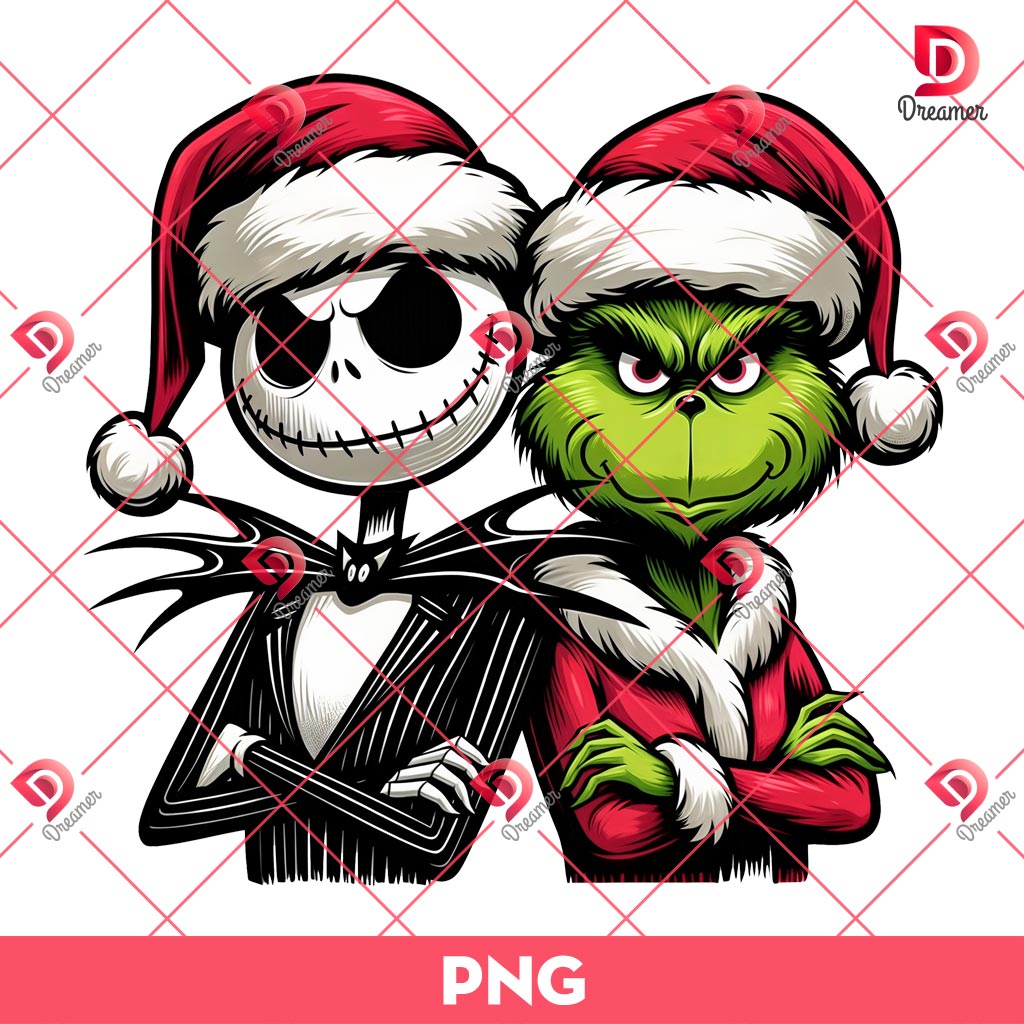 Grinch And Jack Skellington PNG, Nightmare Before Christmas PNG