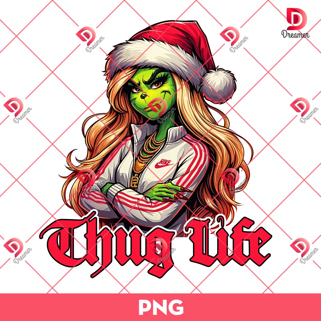 Grinch Girl Thug Life PNG, Grinchmas PNG, Merry Christmas Thug Life Grinch Lady PNG