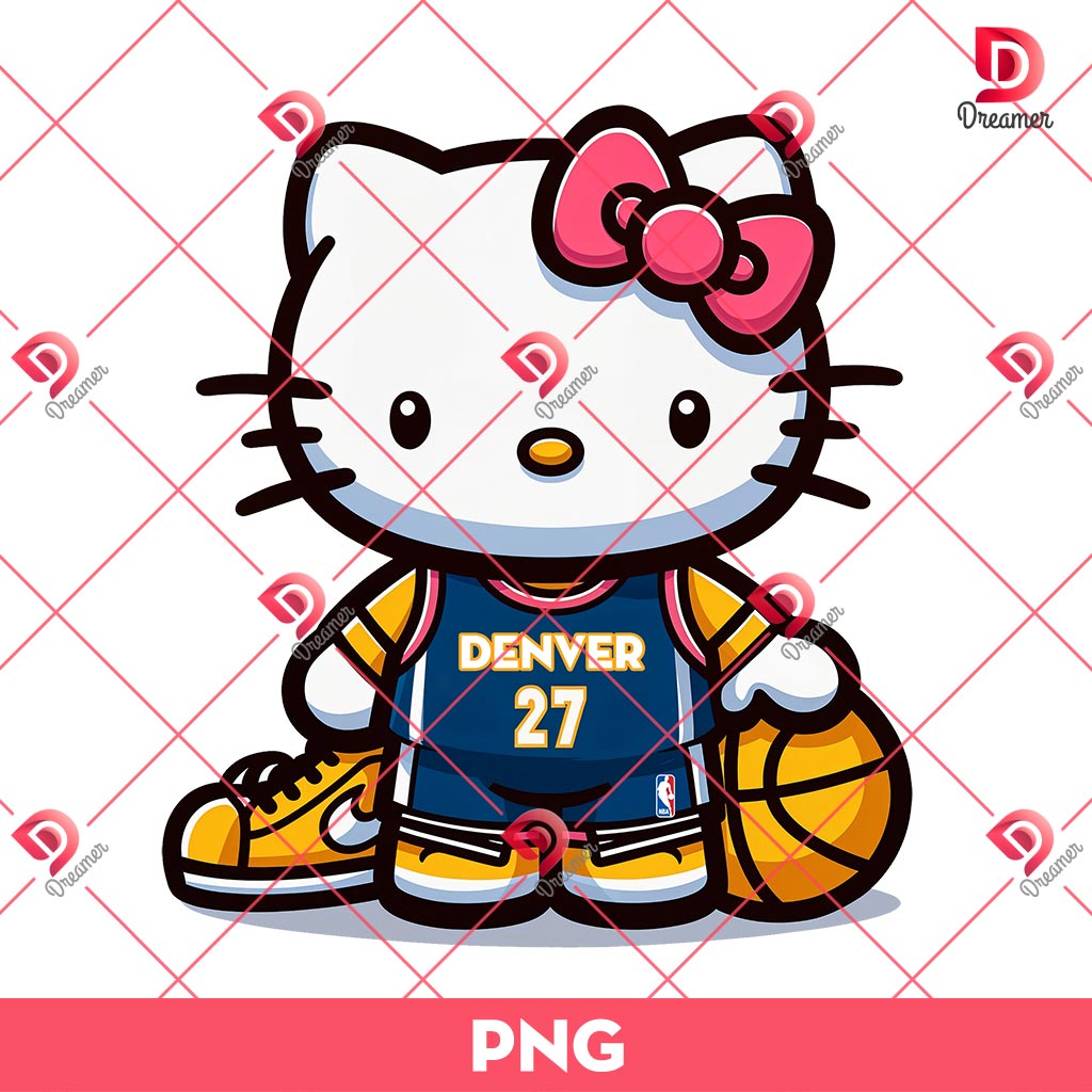 Hello Kitty Denver Nuggets PNG, Hello Kitty NBA Basketball Player PNG