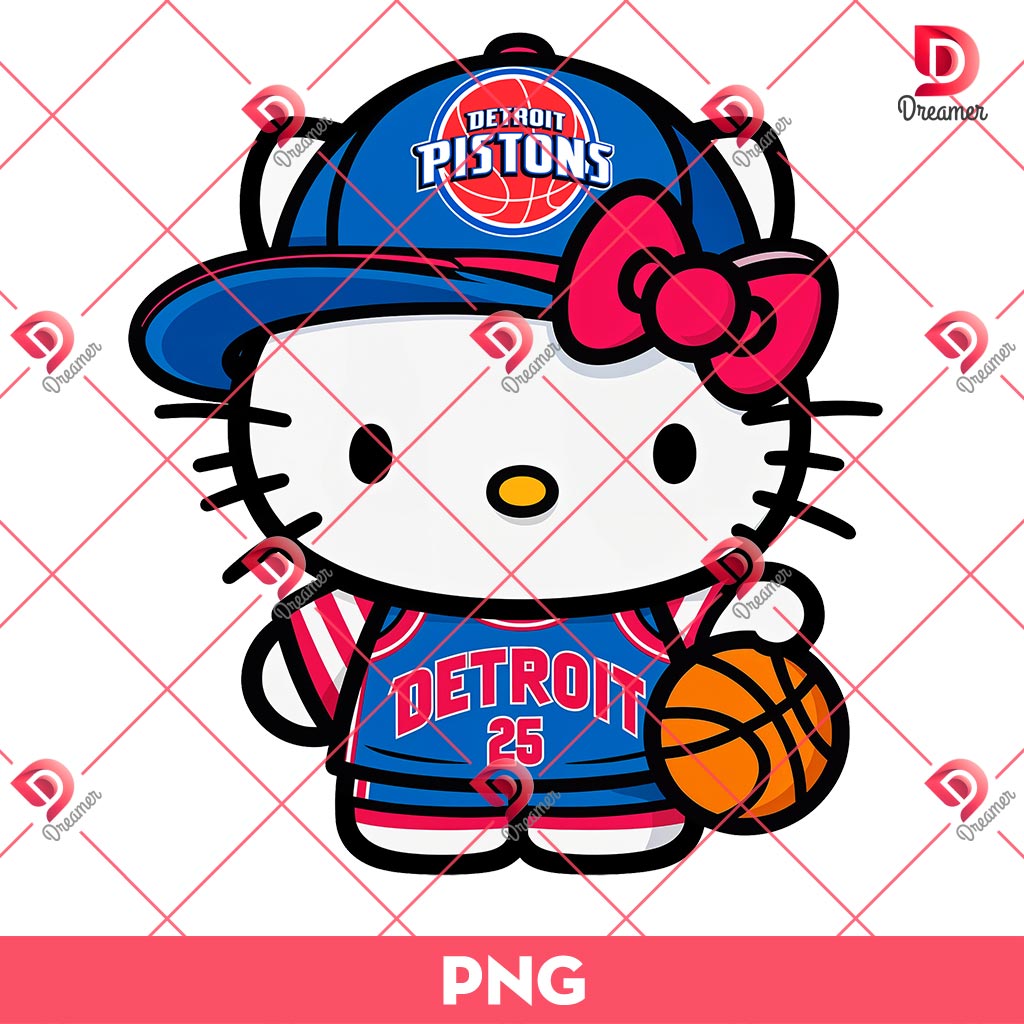 Hello Kitty Detroit Pistons NBA PNG, Hello Kitty Basketball Player PNG