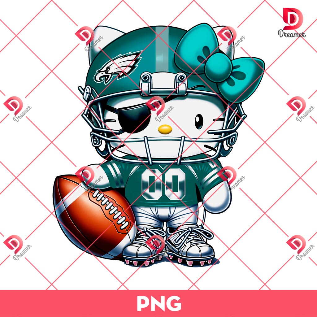 Hello Kitty Philadelphia Eagles PNG, Hello Kitty NFL Football PNG