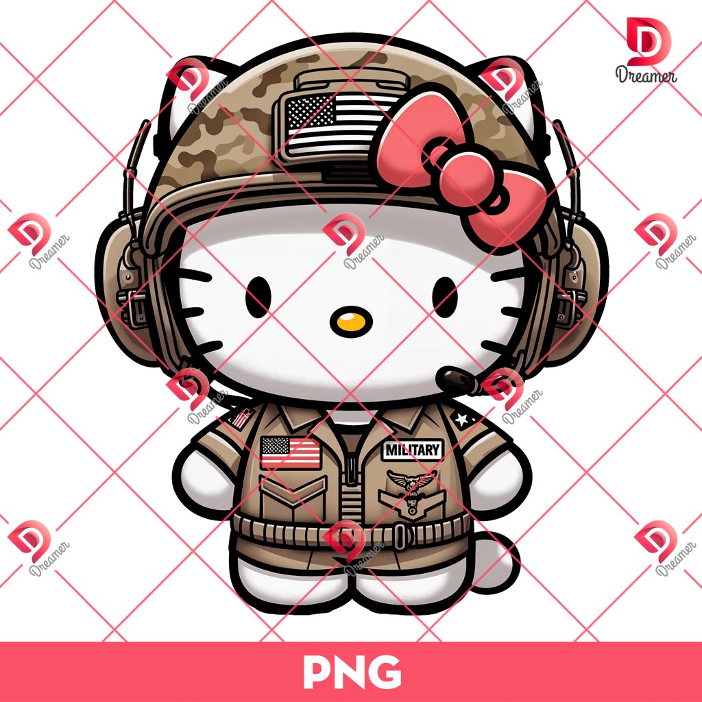 Hello Kitty Wearing Military Costume PNG