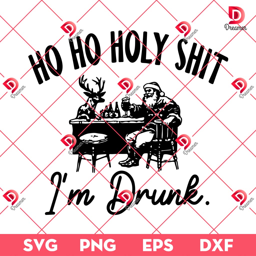 Ho Ho Holy Shit Im Drunk SVG PNG, Jolly Santa And Reindeer Cheers With Beer SVG PNG