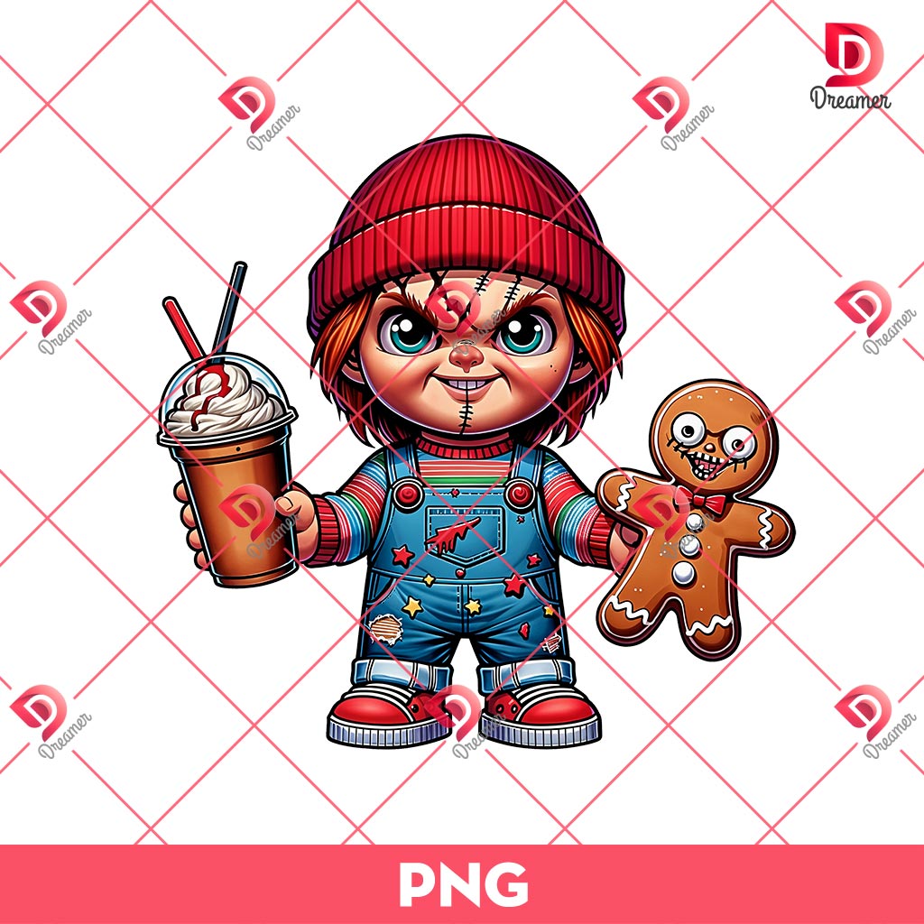 Horror Chucky Doll Christmas PNG, Chibi Chucky Merry Christmas PNG, Scary Character Halloween PNG